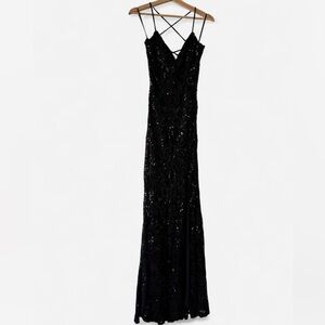 Windsor Lori Formal Sequin Lace-Up Long Dress